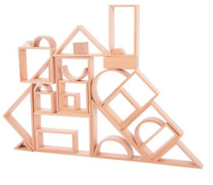 Jeu de construction architecte en bois naturel, 28 pièces