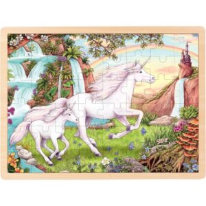 Lot de 4 puzzles à cadre en bois 48/96 pièces, thèmes divers