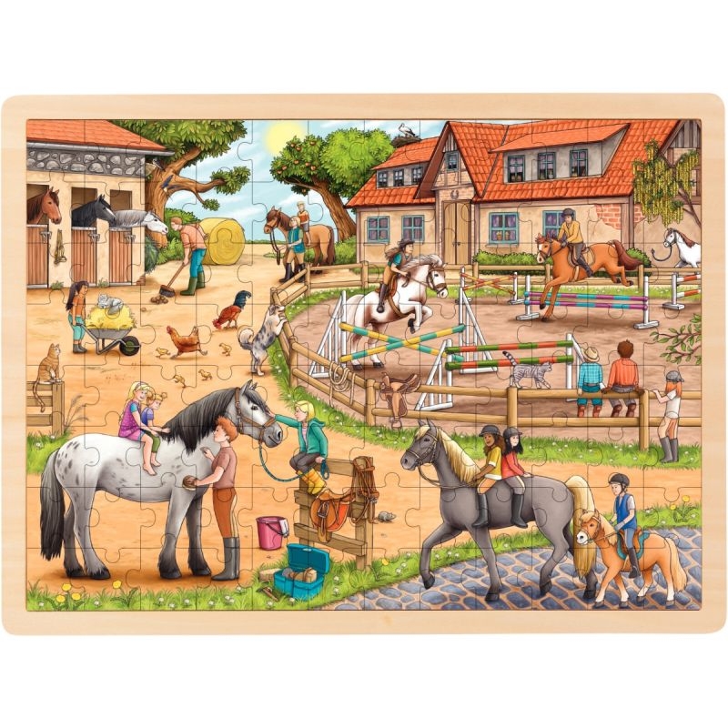 Lot de 4 puzzles à cadre en bois 48/96 pièces, thèmes divers