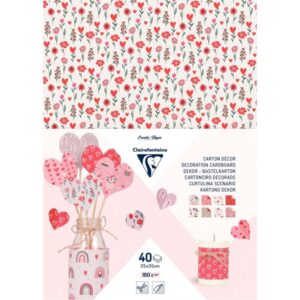Paquet de 40 feuilles carton décoration love 25 x 35 cm