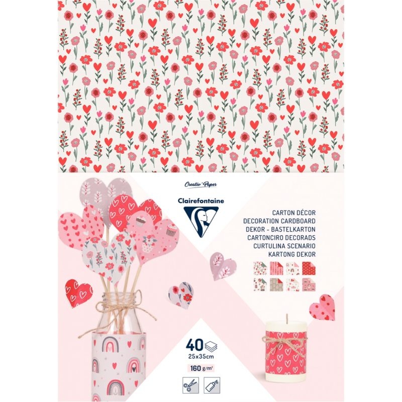 Paquet de 40 feuilles carton décoration love 25 x 35 cm