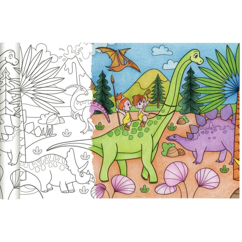 Rouleau Fresque a colorier dinosaure
