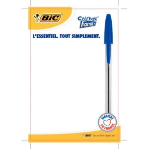 Stylo bille Bic Cristal pointe moyenne bleu