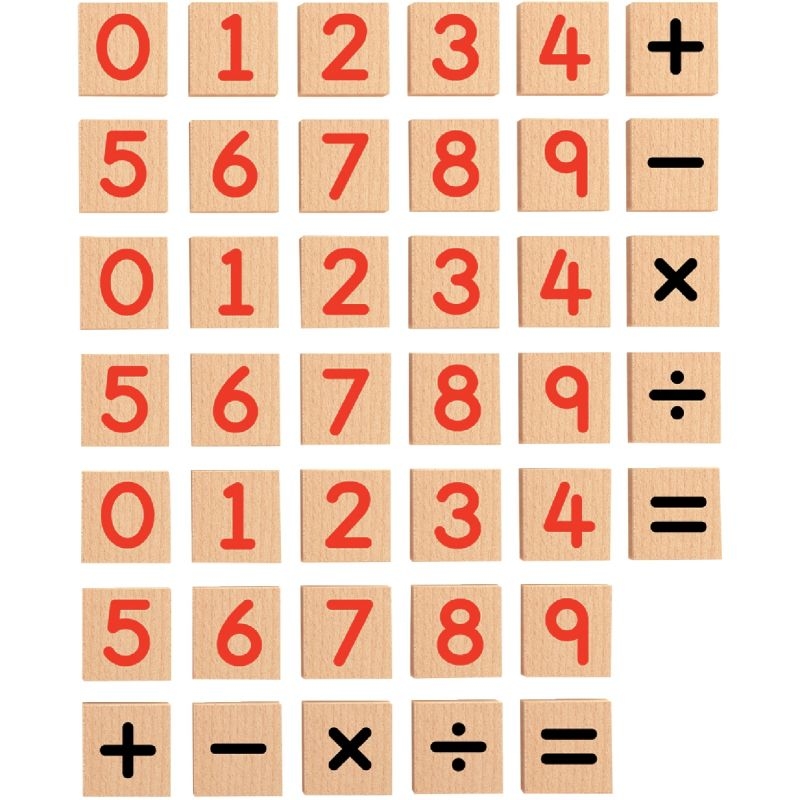 40 chiffres + signes en bois magnétiques