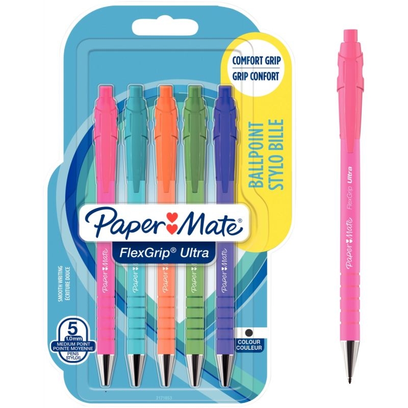 Blister de 5 stylos bille Flexgrip Ultra Bright