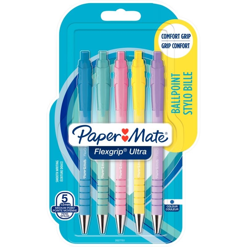 Blister de 5 stylos bille Flexgrip Ultra pastel