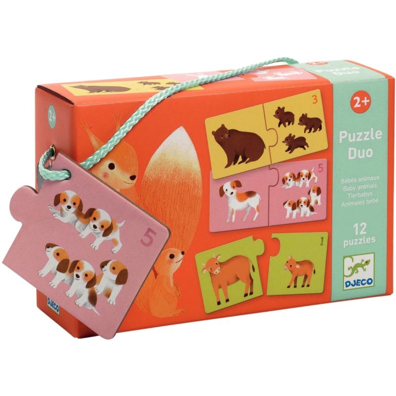 Boite de 12 puzzles duo, bébés animaux