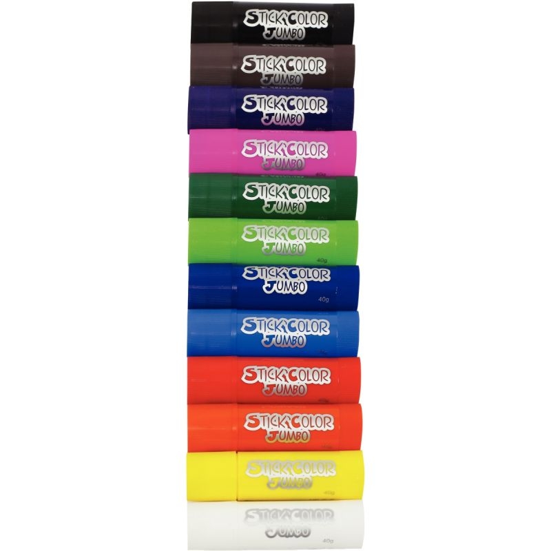 Boite de 12 x 40grammes sticks jumbo couleurs vives