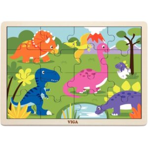 Boite de rangement + 12 puzzles en bois de 16 pièces