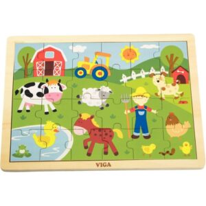 Boite de rangement + 12 puzzles en bois de 24 pièces