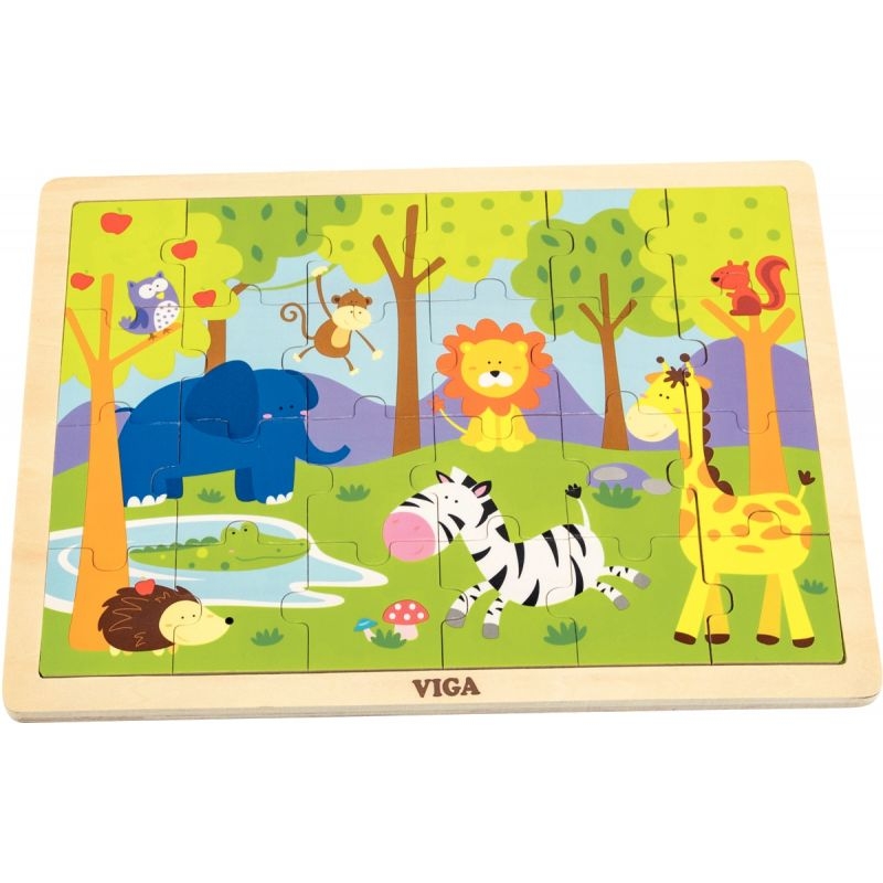 Boite de rangement + 12 puzzles en bois de 24 pièces