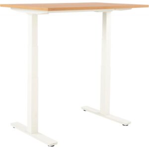 Bureau assis debout L120 cm Boost piètement Blanc plateau Chêne