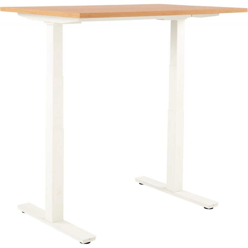 Bureau assis debout L120 cm Boost piètement Blanc plateau Chêne