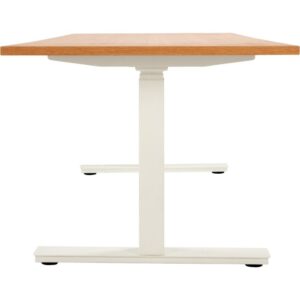 Bureau assis debout L120 cm Boost piètement Blanc plateau Chêne