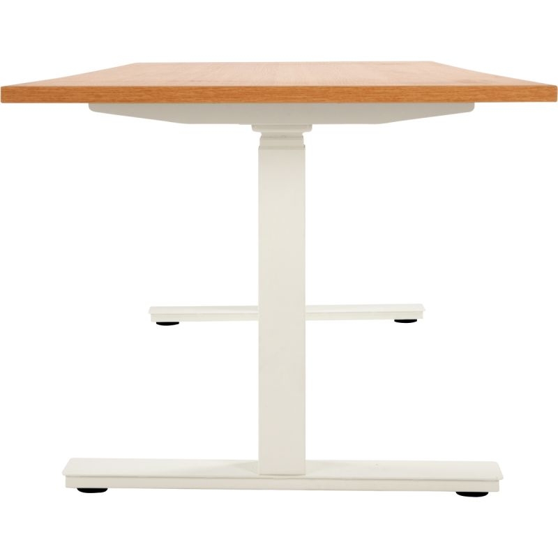 Bureau assis debout L120 cm Boost piètement Blanc plateau Chêne