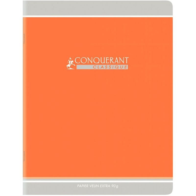 Cahier piqué 96 pages, format 24×32 cm, seyès, papier 90g, orange