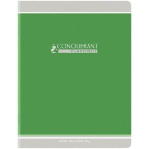 Cahier piqué 96 pages, format 24×32 cm, seyès, papier 90g, vert