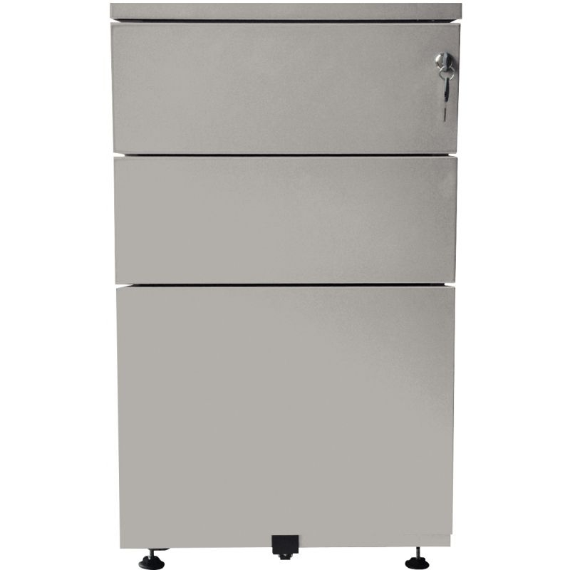 Caisson hauteur bureau professionnel P80 cm en métal 3 tiroirs Gris