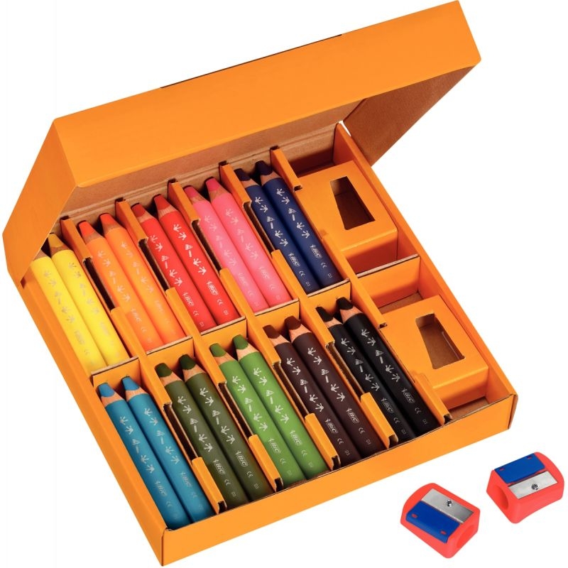 Classpack de 40 crayons multi surface assortis + 2 tailles-crayons
