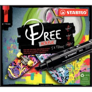 Etui de 5 marqueurs Stabilo Free pointe large Bold