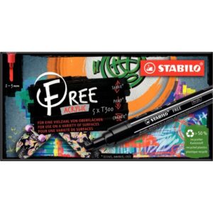 Etui de 5 marqueurs Stabilo Free pointe moyenne Urban