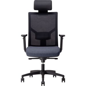 Fauteuil Eleganze avec tétière dos noir/assise bleu