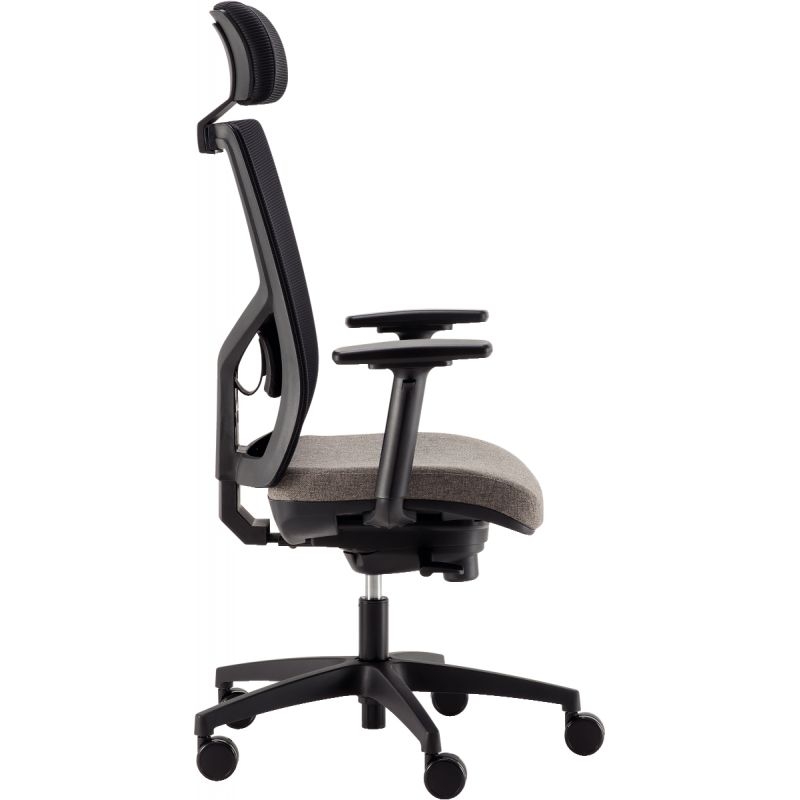Fauteuil Eleganze avec tétière dos noir/assise gris