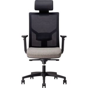 Fauteuil Eleganze avec tétière dos noir/assise gris