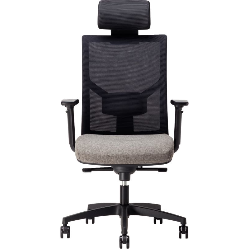 Fauteuil Eleganze avec tétière dos noir/assise gris