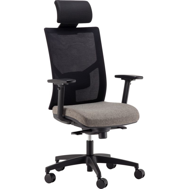 Fauteuil Eleganze avec tétière dos noir/assise gris