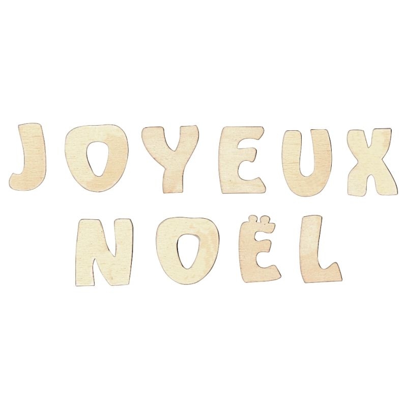 Lot de 10 lettres en bois JOYEUX NOEL