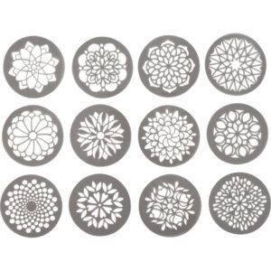 Lot de 12 pochoirs ronds Mandala