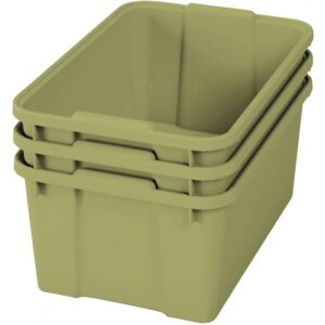 Lot de 3 bacs verts en plastique grand modèle