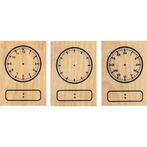 Lot de 3 tampons horloge en bois