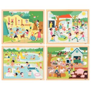 Lot de 4 puzzles en bois 102 pièces, les sports