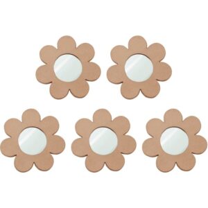 Lot de 5 miroirs forme fleur en carton diamètre 17,5 cm