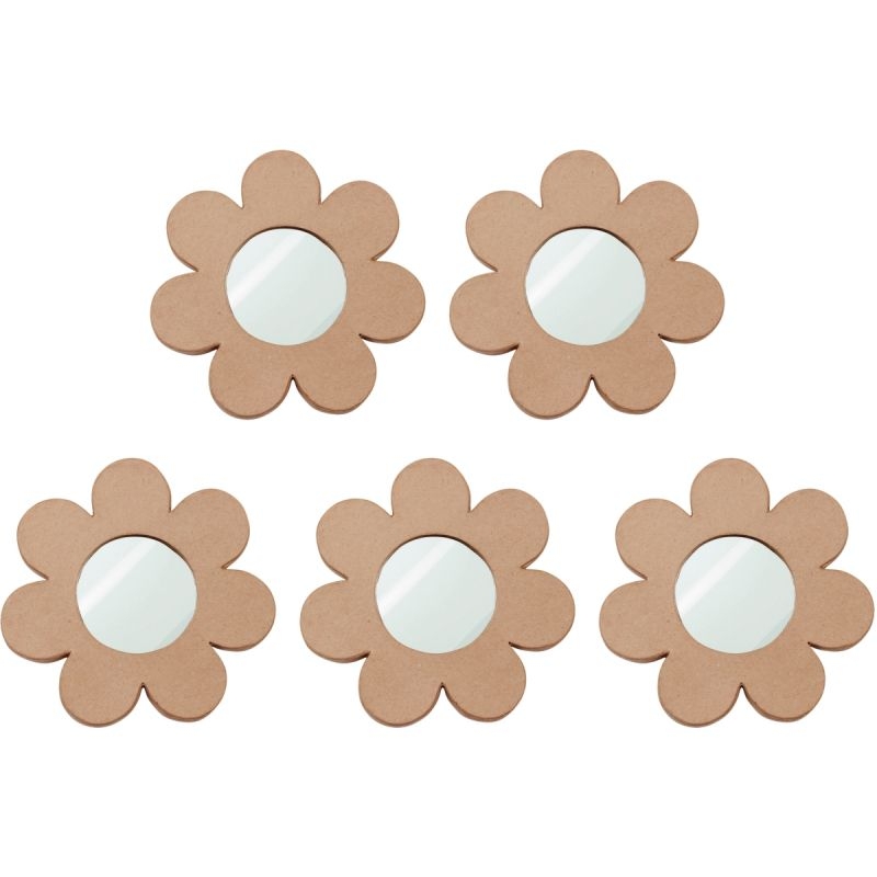 Lot de 5 miroirs forme fleur en carton diamètre 17,5 cm