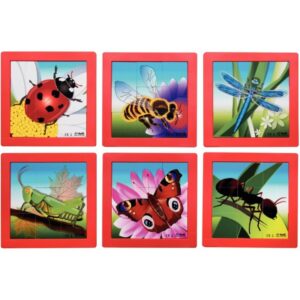 Lot de 6 puzzles en plastique de 9 pièces, les insectes