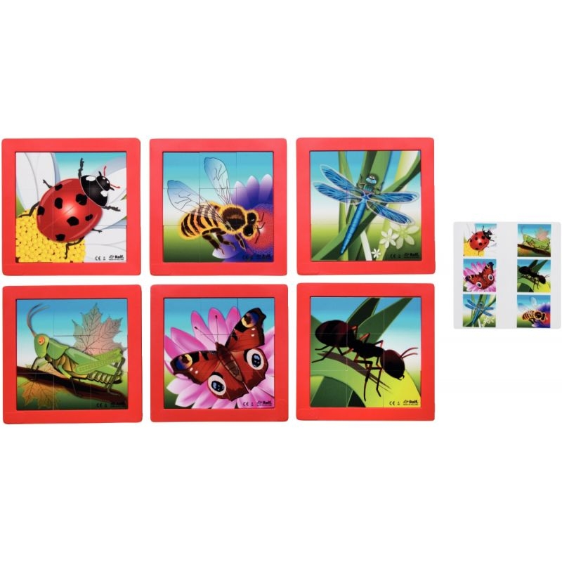 Lot de 6 puzzles en plastique de 9 pièces, les insectes