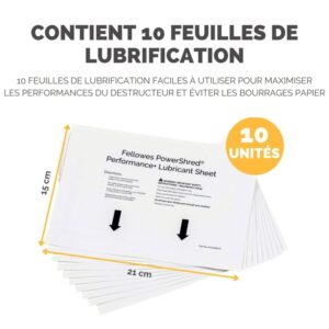 Paquet de 10 feuilles pré-lubrifiées pour destructeurs