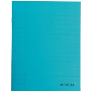 Piqûre 96 pages MAJUSCULE couverture polypropylène, format 24×32 cm, papier blanc 80g, réglure seyès, bleu