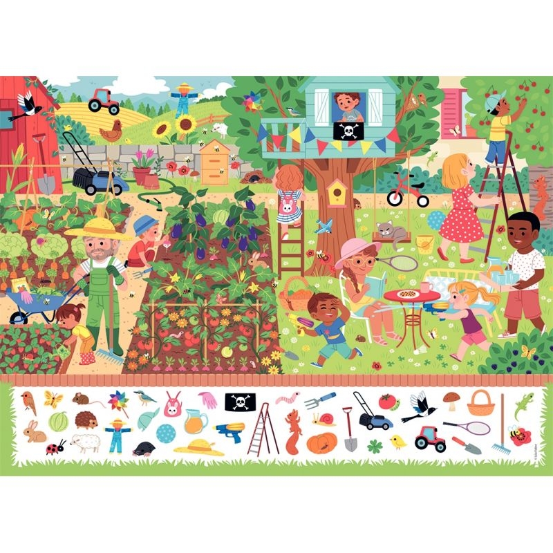 Puzzle cherche et trouve 60 pièces, au jardin