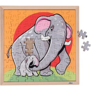 Puzzle en bois de 100 pièces, les éléphants