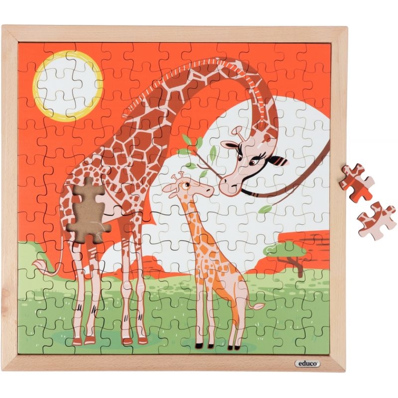 Puzzle en bois de 121 pièces, les girafes