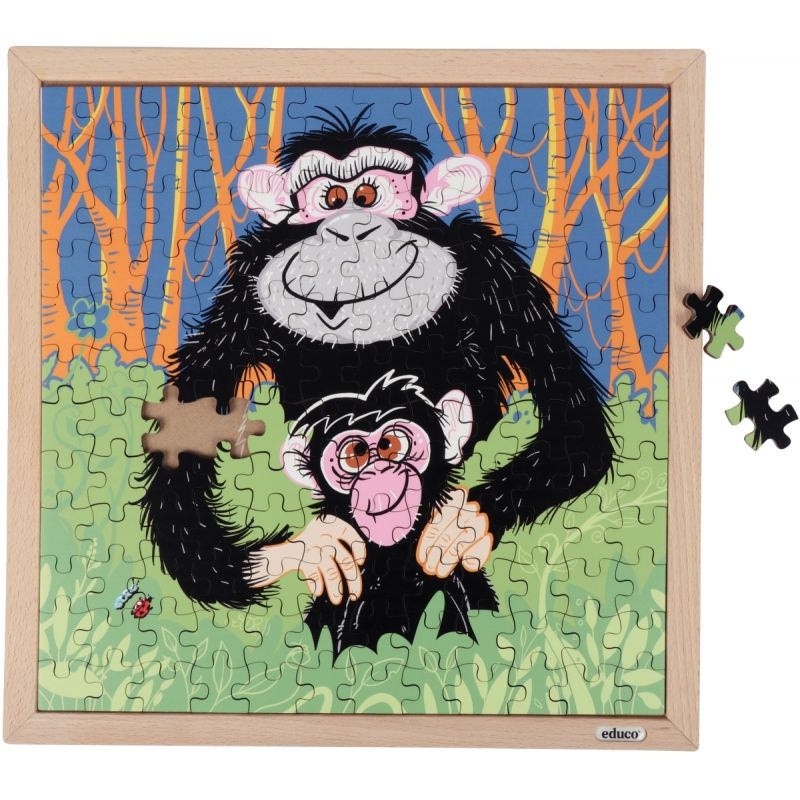 Puzzle en bois de 144 pièces, les singes