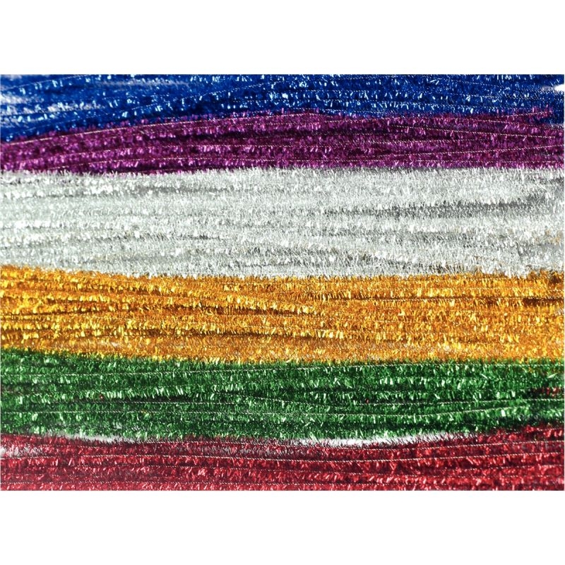 Sac de 100 chenilles diamètre 6mm longueur 30 cm métal assorti
