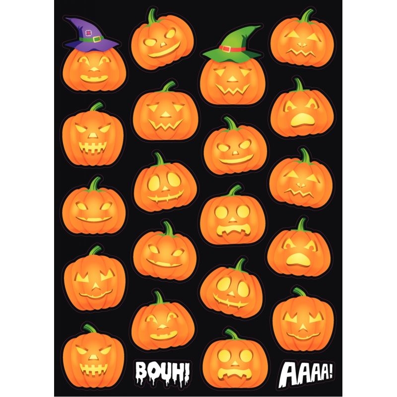 Sachet de 264 gommettes citrouille Halloween assorties