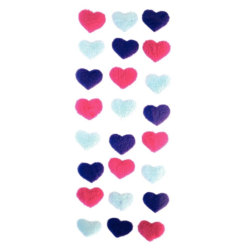 Sachet de 96 gommettes coeur doux + satin assortis