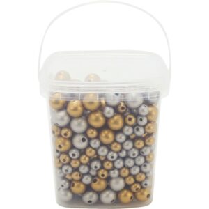 Seau de 600 perles en bois coloris Or et argent