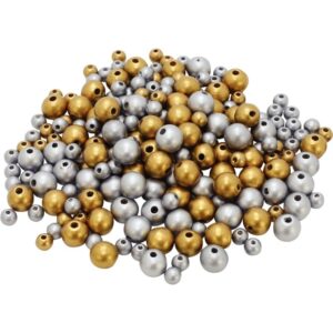Seau de 600 perles en bois coloris Or et argent